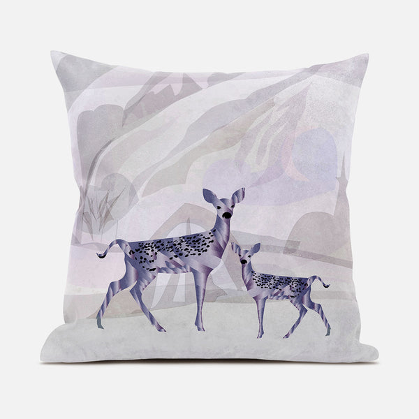 Homeroots 26x26 Beigeblack Purple Brown Deer Blown Seam Broadcloth Animal Print Throw Pillow   485281