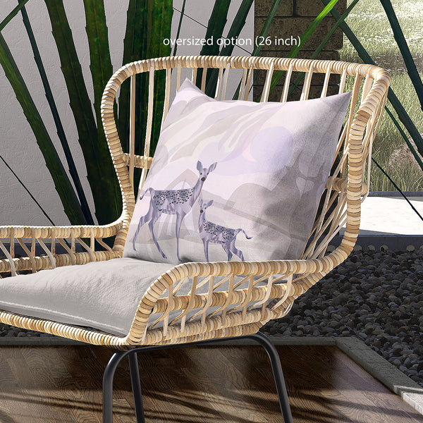 Homeroots 26x26 Beigeblack Purple Brown Deer Blown Seam Broadcloth Animal Print Throw Pillow   485281