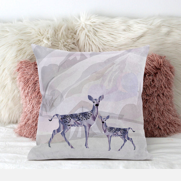Homeroots 26x26 Beigeblack Purple Brown Deer Blown Seam Broadcloth Animal Print Throw Pillow   485281