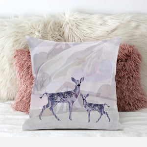 Homeroots 28x28 Beigeblack Purple Brown Deer Blown Seam Broadcloth Animal Print Throw Pillow   485282