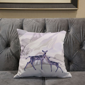 Homeroots 28x28 Beigeblack Purple Brown Deer Blown Seam Broadcloth Animal Print Throw Pillow   485282