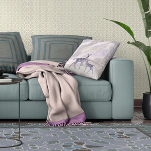 Homeroots 28x28 Beigeblack Purple Brown Deer Blown Seam Broadcloth Animal Print Throw Pillow   485282