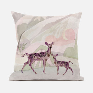 Homeroots 26x26 Black Pink Deer Blown Seam Broadcloth Animal Print Throw Pillow   485286