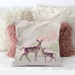 Homeroots 26x26 Black Pink Deer Blown Seam Broadcloth Animal Print Throw Pillow   485286