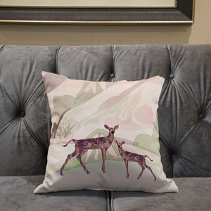 Homeroots 26x26 Black Pink Deer Blown Seam Broadcloth Animal Print Throw Pillow   485286
