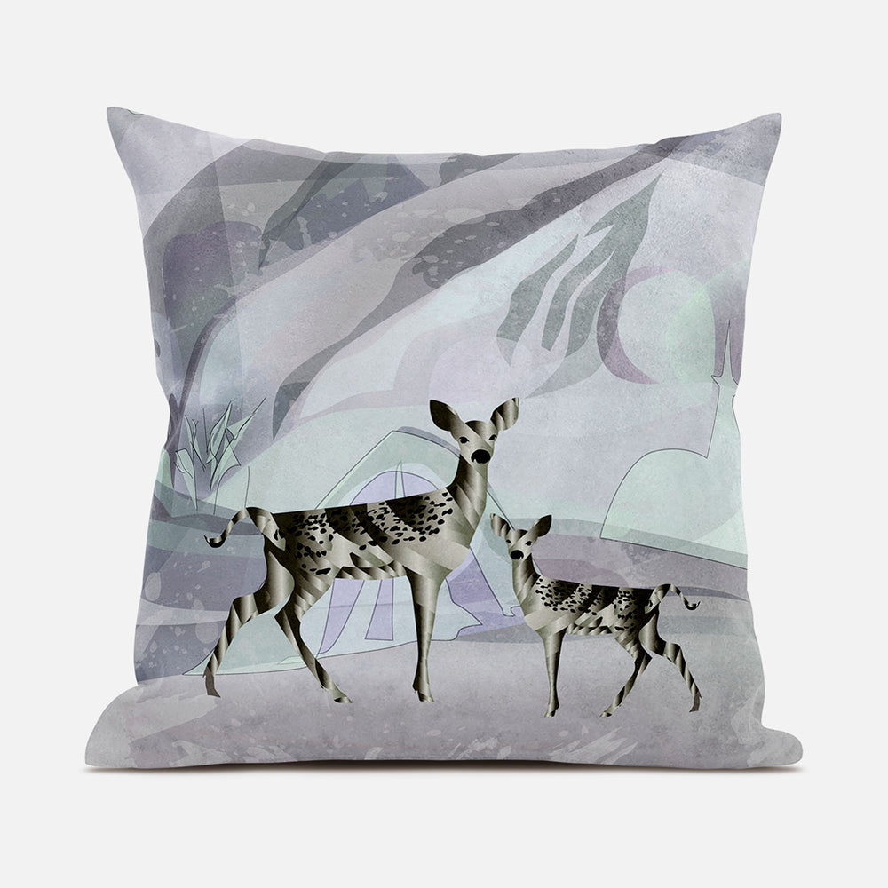 Homeroots 26x26 Black Purple Brown Deer Blown Seam Broadcloth Animal Print Throw Pillow   485291