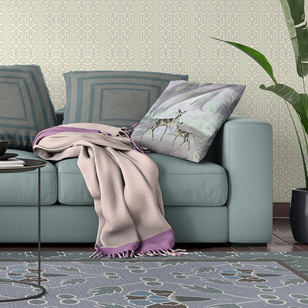 Homeroots 26x26 Black Purple Brown Deer Blown Seam Broadcloth Animal Print Throw Pillow   485291