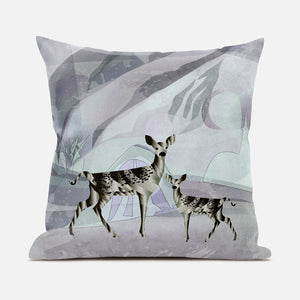 Homeroots 28x28 Black Purple Brown Deer Blown Seam Broadcloth Animal Print Throw Pillow   485292