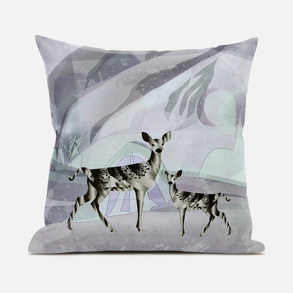 Homeroots 28x28 Black Purple Brown Deer Blown Seam Broadcloth Animal Print Throw Pillow   485292