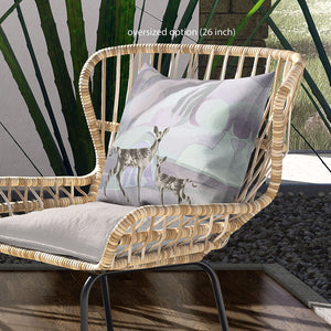 Homeroots 28x28 Black Purple Brown Deer Blown Seam Broadcloth Animal Print Throw Pillow   485292