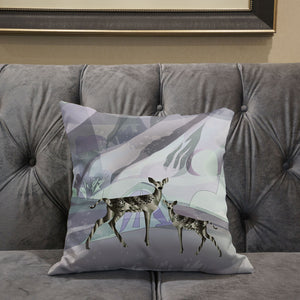 Homeroots 28x28 Black Purple Brown Deer Blown Seam Broadcloth Animal Print Throw Pillow   485292