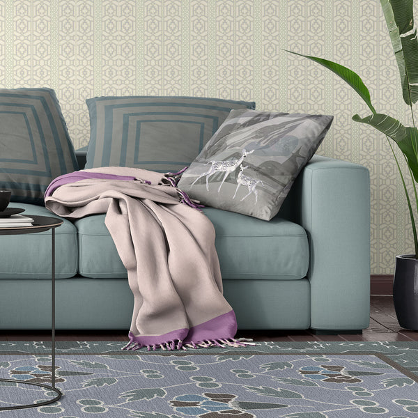 Homeroots 26x26 Silver Black Deer Blown Seam Broadcloth Animal Print Throw Pillow   485296