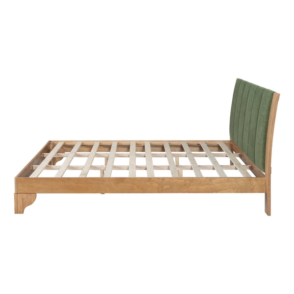 English Elm Christopher Knight Home® - Premium Pine Wood King Bed Frame With Upholstered Headboard - Mid-Century Modern Style In Green N770P345989N_N770P345990N