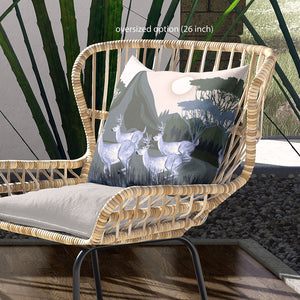 Homeroots 28x28 Blue Deer Blown Seam Broadcloth Animal Print Throw Pillow   485307