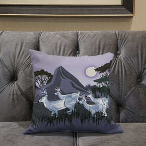 Homeroots 26x26 White Muted Purple Deer Blown Seam Broadcloth Animal Print Throw Pillow   485311