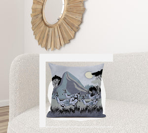 Homeroots 26x26 Black Gray Deer Blown Seam Broadcloth Animal Print Throw Pillow   485321