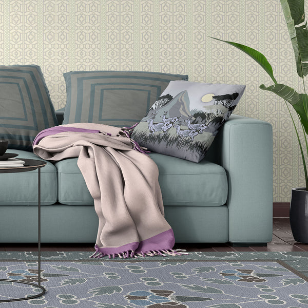 Homeroots 28x28 Black Gray Deer Blown Seam Broadcloth Animal Print Throw Pillow   485322