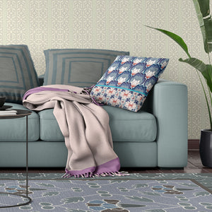 Homeroots 28x28 Gray Blue Orange Blown Seam Broadcloth Floral Throw Pillow   485342