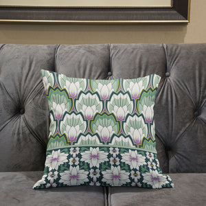 Homeroots 26x26 Green Pink Blown Seam Broadcloth Floral Throw Pillow   485346