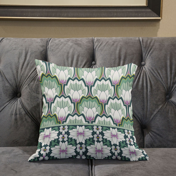 Homeroots 28x28 Green Pink Blown Seam Broadcloth Floral Throw Pillow   485347