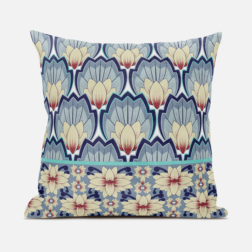 Homeroots 26x26 Yellow Gray Blown Seam Broadcloth Floral Throw Pillow   485356