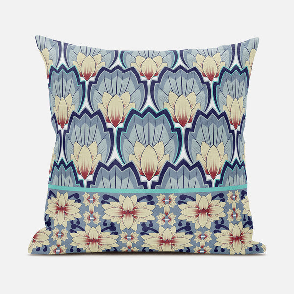 Homeroots 26x26 Yellow Gray Blown Seam Broadcloth Floral Throw Pillow   485356