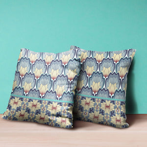 Homeroots 26x26 Yellow Gray Blown Seam Broadcloth Floral Throw Pillow   485356