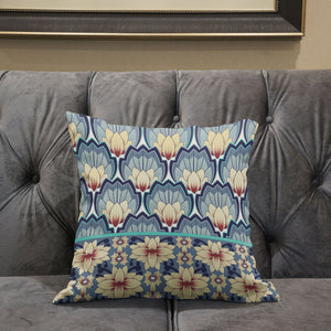 Homeroots 26x26 Yellow Gray Blown Seam Broadcloth Floral Throw Pillow   485356