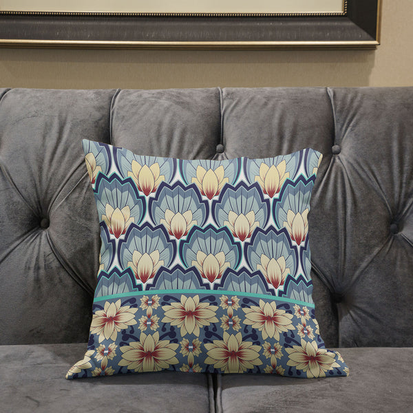 Homeroots 26x26 Yellow Gray Blown Seam Broadcloth Floral Throw Pillow   485356