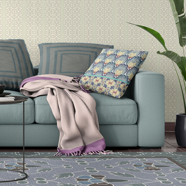 Homeroots 26x26 Yellow Gray Blown Seam Broadcloth Floral Throw Pillow   485356