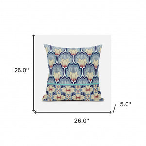 Homeroots 26x26 Yellow Gray Blown Seam Broadcloth Floral Throw Pillow   485356