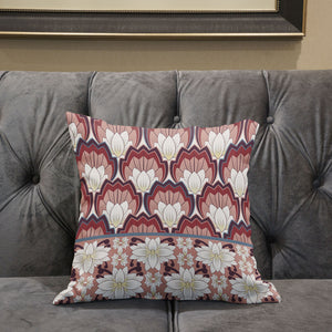 Homeroots 26x26 Red White Blown Seam Broadcloth Floral Throw Pillow   485361