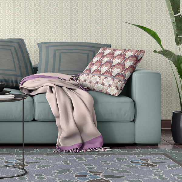 Homeroots 26x26 Red White Blown Seam Broadcloth Floral Throw Pillow   485361