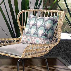 Homeroots 26x26 White Green Pink Blown Seam Broadcloth Floral Throw Pillow   485366