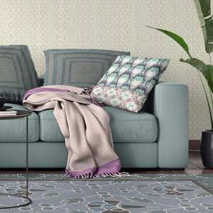 Homeroots 26x26 White Green Pink Blown Seam Broadcloth Floral Throw Pillow   485366