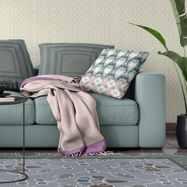 Homeroots 28x28 White Green Pink Blown Seam Broadcloth Floral Throw Pillow   485367