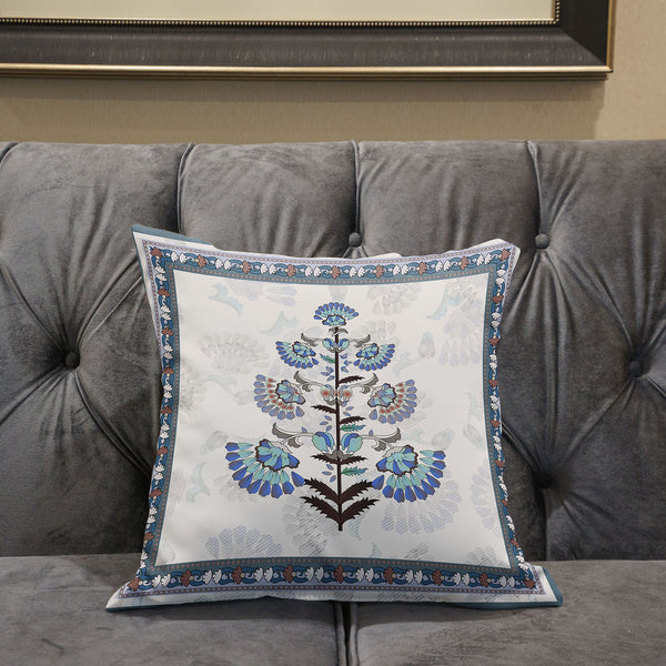 Homeroots 26x26 Off White Gray Blown Seam Broadcloth Floral Throw Pillow   485386