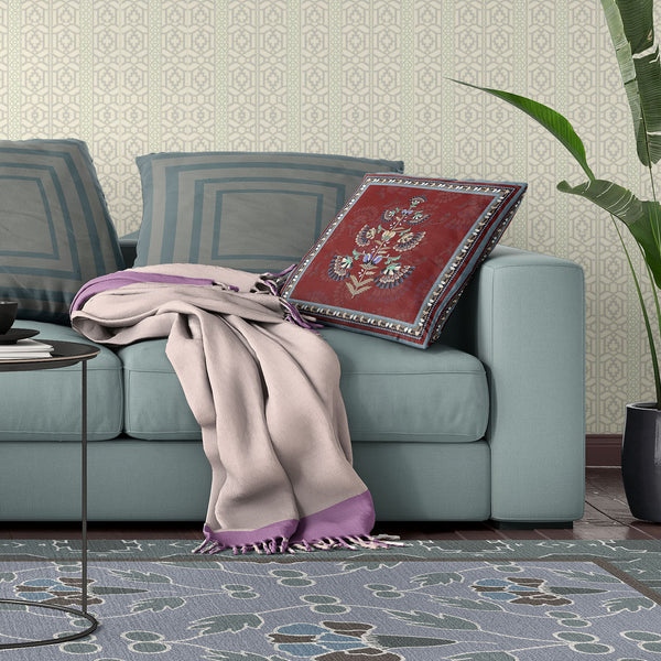 Homeroots 28x28 Red Blown Seam Broadcloth Floral Throw Pillow   485402