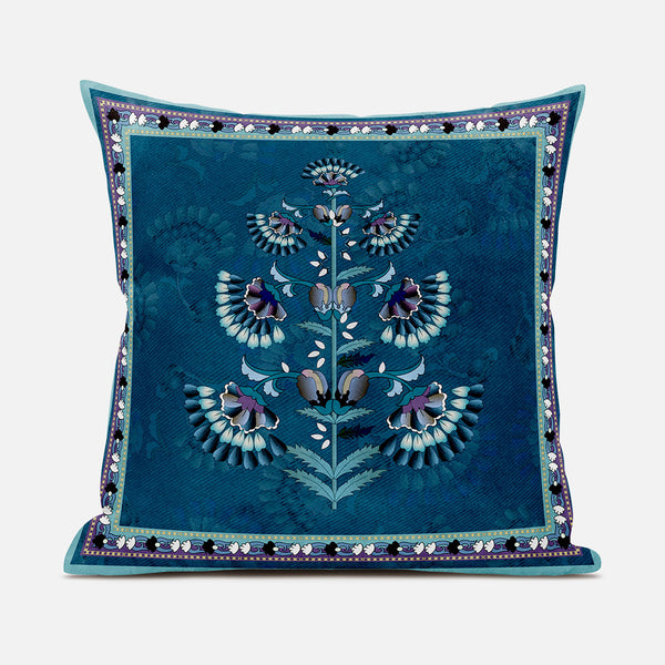 Homeroots 28x28 Sea Green Blown Seam Broadcloth Floral Throw Pillow   485407