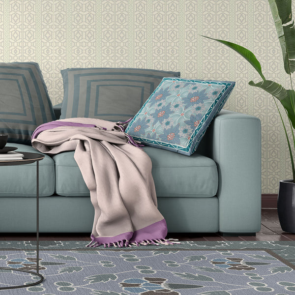 Homeroots 26x26 Blue Red Green Blown Seam Broadcloth Floral Throw Pillow   485416