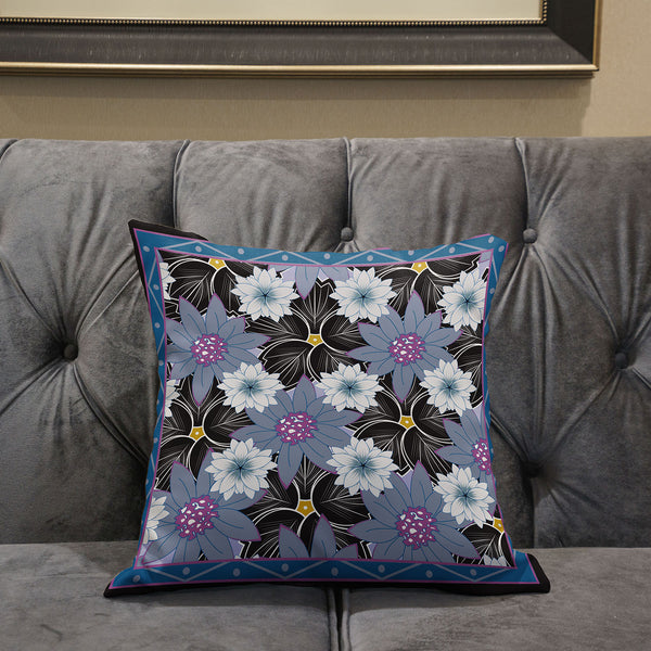 Homeroots 26x26 Gray Black Pink Blown Seam Broadcloth Floral Throw Pillow   485421