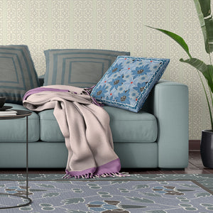 Homeroots 28x28 Gray Blue Blown Seam Broadcloth Floral Throw Pillow   485432