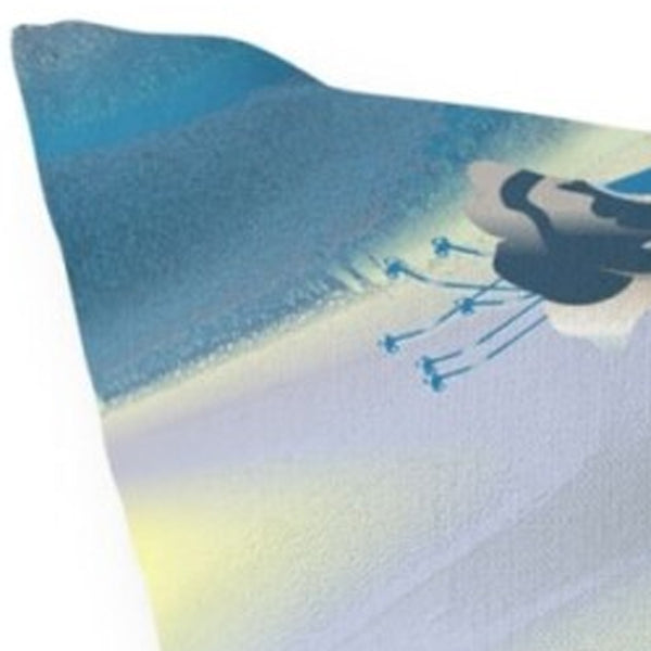 Homeroots 26" X 26" Blue And Yellow Bird Blown Seam Floral Indoor Outdoor Throw Pillow  Polyester And Cotton Blend 485471