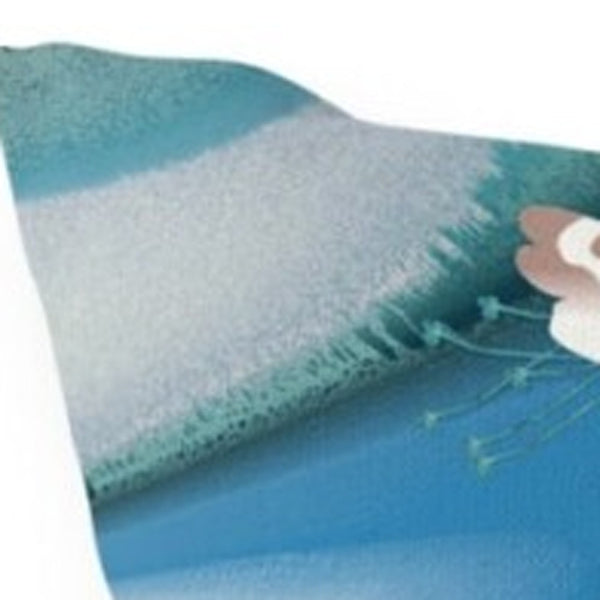 Homeroots 26" X 26" Blue And White Bird Blown Seam Floral Indoor Outdoor Throw Pillow  Polyester And Cotton Blend 485487