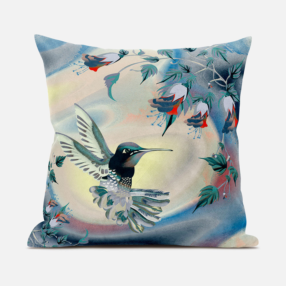 Homeroots 26x26 Yellow Green Blue Bird Blown Seam Broadcloth Animal Print Throw Pillow   485492