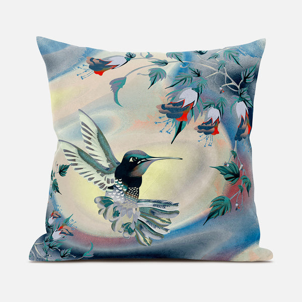 Homeroots 26x26 Yellow Green Blue Bird Blown Seam Broadcloth Animal Print Throw Pillow   485492