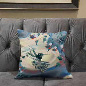 Homeroots 26x26 Yellow Green Blue Bird Blown Seam Broadcloth Animal Print Throw Pillow   485492