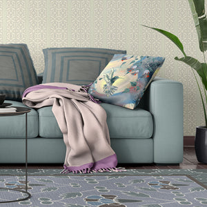 Homeroots 26x26 Yellow Green Blue Bird Blown Seam Broadcloth Animal Print Throw Pillow   485492