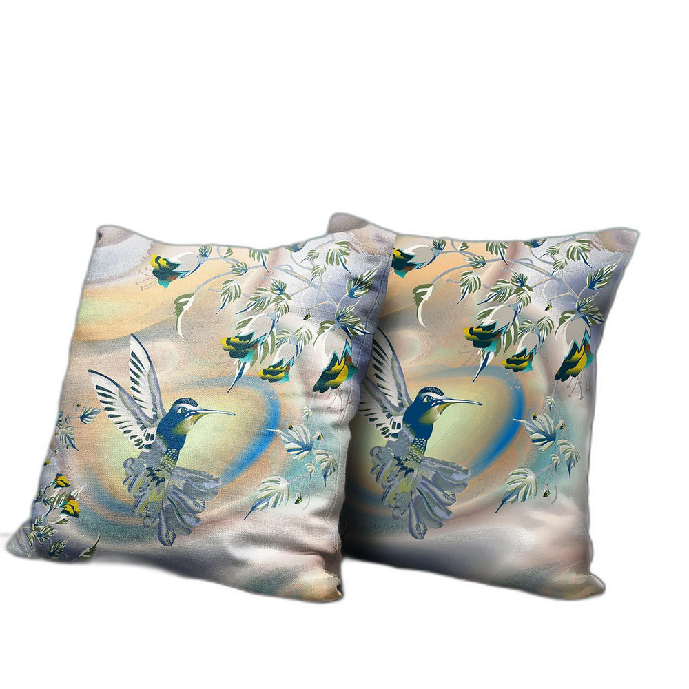 Homeroots 26x26 Yellow Orange Bird Blown Seam Broadcloth Animal Print Throw Pillow   485498