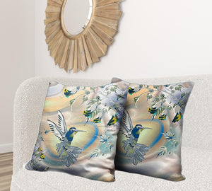 Homeroots 26x26 Yellow Orange Bird Blown Seam Broadcloth Animal Print Throw Pillow   485498